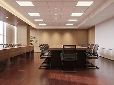 现代简约会议室 会议室 办公椅 会议桌