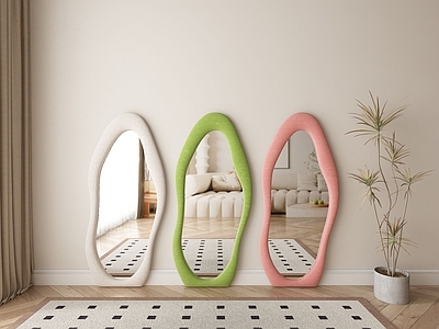 奶油风镜子 全身镜 落地镜 镜子