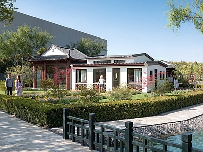 新中式小公建 中式建筑 公园公建 小区配套公建