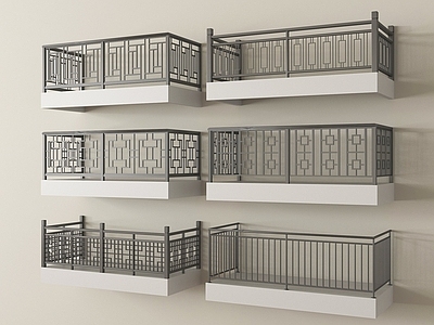 新中式栏杆 现代新中式围栏 护栏 阳台护栏 栏杆 铁艺