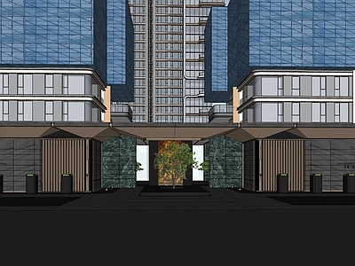 现代简约小区建筑 龙湖入口大门 小区主入口 门头