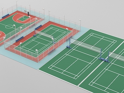 现代主义运动空间 现代球场 篮球场 羽毛球场 网球场
