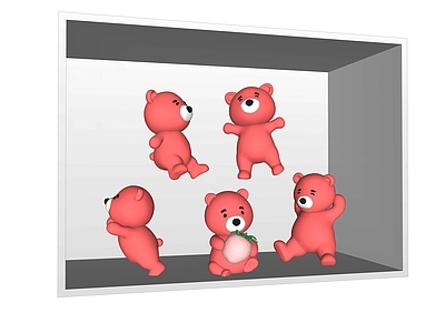 卡通可爱风雕塑摆件 草莓熊 卡通熊IP