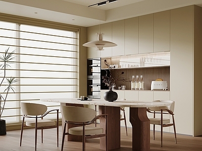 奶油风岛台餐厅