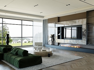 现代极简别墅客厅