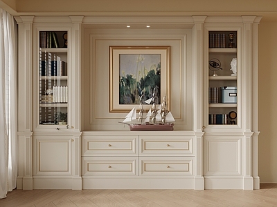 奶油风储物柜 书柜