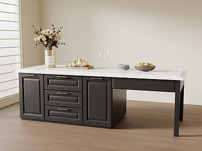 奶油风岛台 餐桌