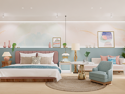 现代套房卧室 民宿 通用民宿 民宿大床房 高档酒店