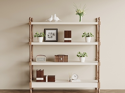 奶油风书架 花架 置物架