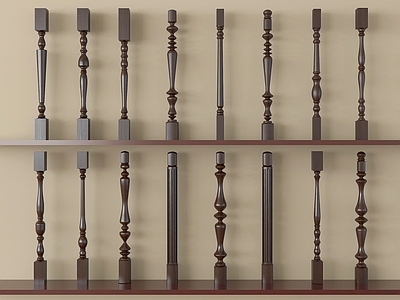 复古围栏护栏 新中式实木楼梯 扶手 护栏 立柱 栏杆