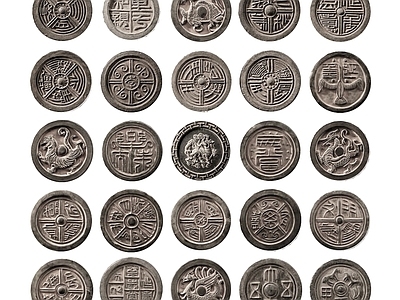 新中式雕塑摆件 中式钱币 古钱