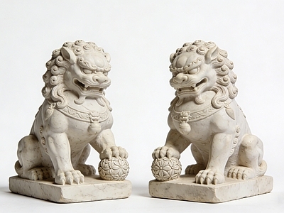 新中式雕塑摆件 狮子 雕塑 石头 门口 景观