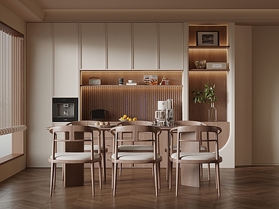 奶油风圆桌餐厅