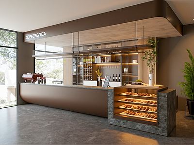 现代简约咖啡厅 咖啡店餐厅茶吧台
