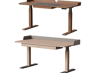 现代简约书桌 电动升降桌 书桌办公桌工作台 带抽屉书桌 实木升降书桌