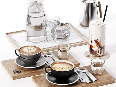 现代简约食物饮料 现代厨房餐具 咖啡 咖啡杯摆件 水杯水壶 饮品