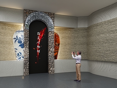 新中式陶瓷展厅 陶瓷博物馆 瓷器展厅 现代博物馆