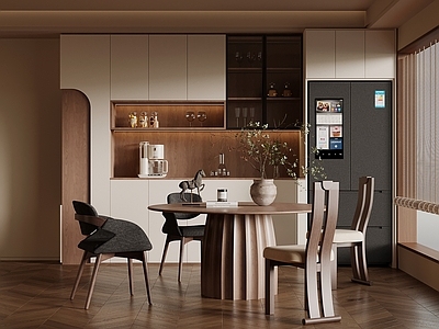 奶油风圆桌餐厅