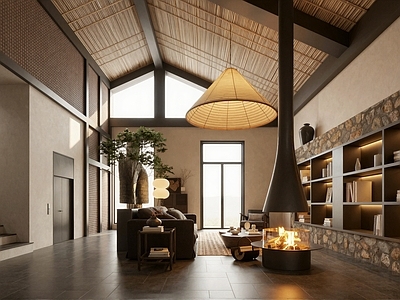 新中式民宿大堂 民宿m 民宿大堂 会客厅