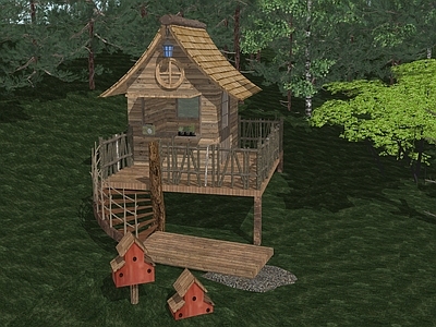 原木风树屋 木屋树屋 景观亭