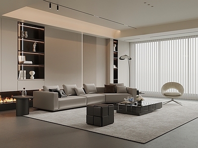 现代极简家居客厅