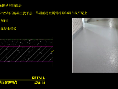 地面综合节点 金刚砂地面节点 金刚砂工程做法 施工图