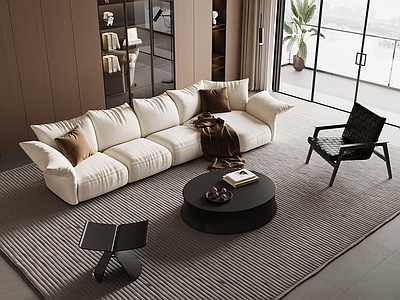 意式极简黑白灰客厅