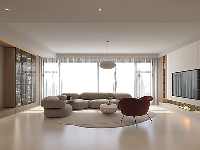 奶油风大平层客餐厅