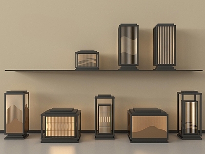 新中式灯具组合 新中式庭院灯 户外灯