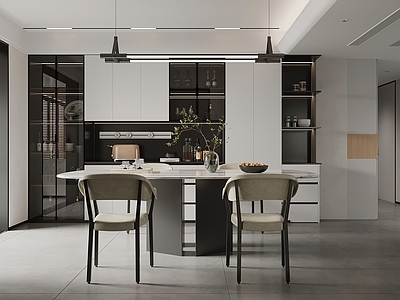 现代极简黑白灰客餐厅