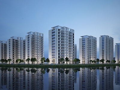 现代主义小高层住宅楼