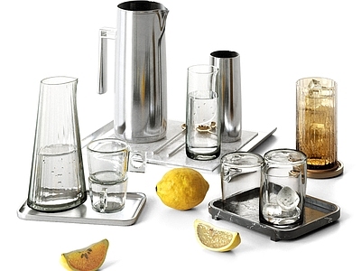 现代简约餐具 餐具摆件 玻璃水杯 茶壶 茶具 杯子