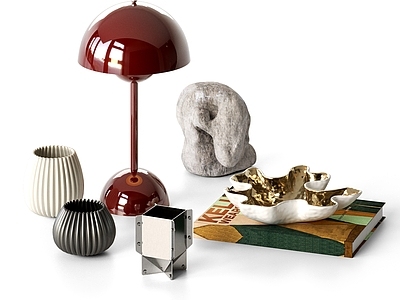 现代简约摆件组合 装饰摆件组合 台灯 书籍 饰品摆件 雕塑