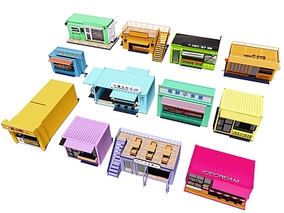 集装箱模块化设计餐饮建筑 集装箱 网红餐饮建筑 集市摊位商店 商业商铺 快餐厅