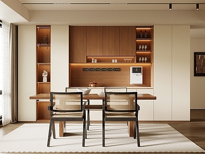 原木奶油风大平层客餐厅