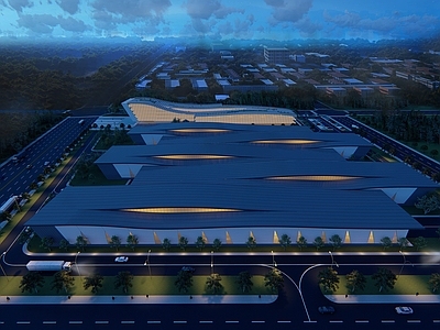 现代主义物流中心 办公 厂房 流线型 物流中心 产业园