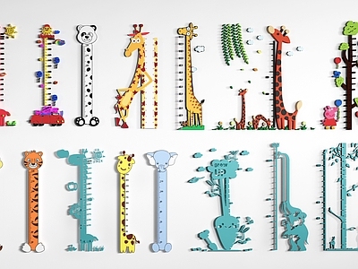 卡通童趣风儿童器材组合 现代儿童身高标尺  幼儿园身高墙   身高标线