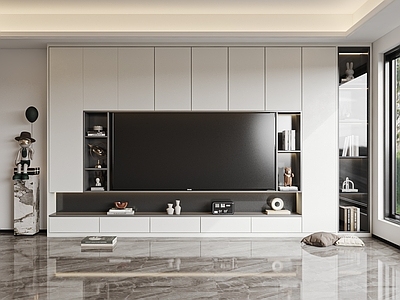 现代简约黑白灰客厅 电视柜背景墙 现代电视柜背景墙