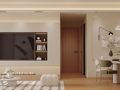 奶油风大平层客餐厅