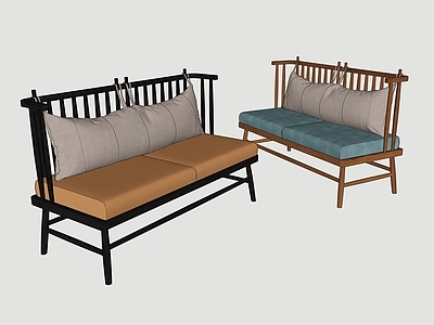 新中式卡座沙发 现代双人卡座 餐厅双人卡座