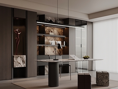 意式极简开放式书房