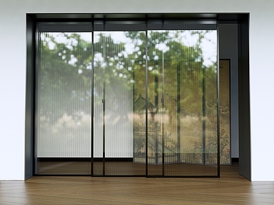新中式推拉门 三联动推拉门 阳台移门 厨房玻璃门