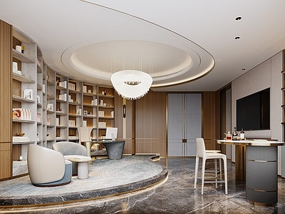 现代轻奢开放式书房