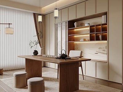 新中式开放式书房