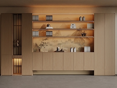 新中式宋式书房 书柜