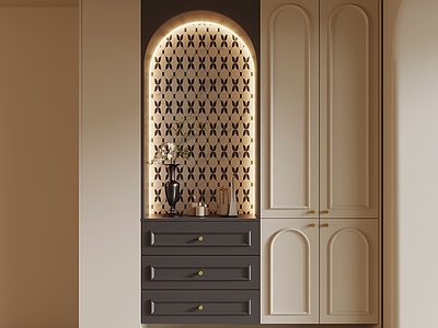 奶油风玄关 鞋柜