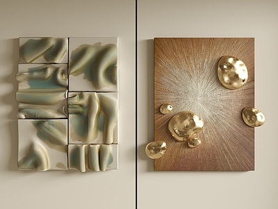 现代简约挂画组合 现代墙饰 立体墙饰 金属墙饰 墙饰挂件 几何墙饰