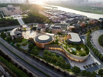 现代主义商业综合体 商业综合体 欧式小镇 灯光材质全齐