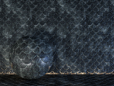 侘寂其他材质 深青色鱼鳞瓦