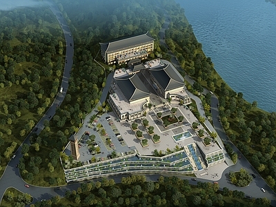 新中式酒店建筑 古镇 酒店 古建规划